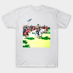 Horses in Battle Western Cowboy Retro Comic T-Shirt